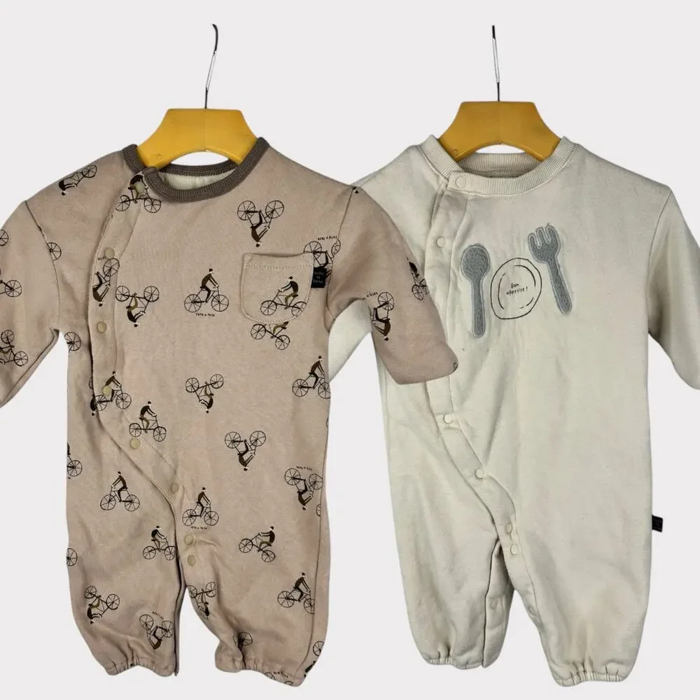 Tete a Tete Baby One Piece Lot of 2 Sleepers 50-70 3-6m Cycling Bon Appetite